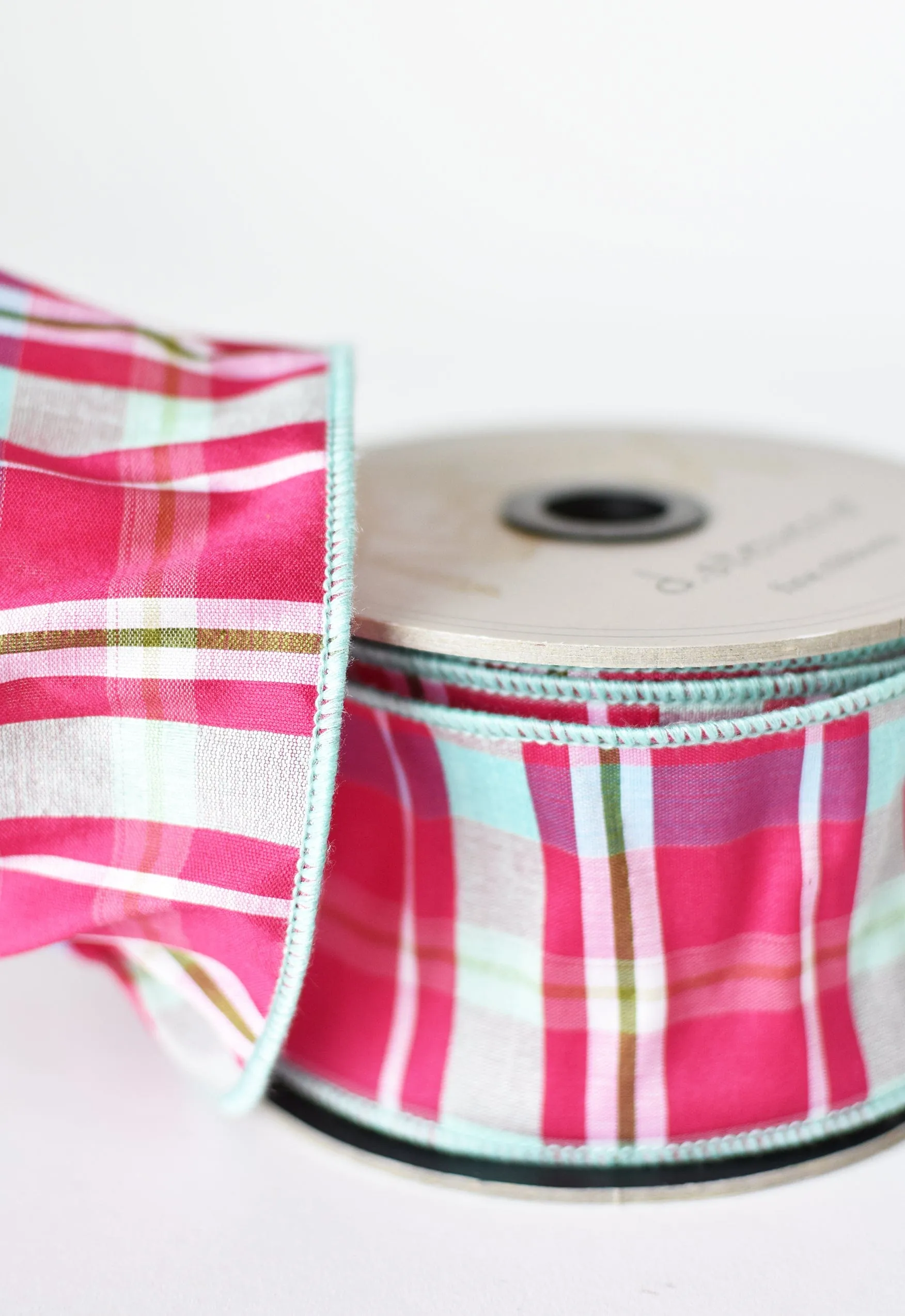 2.5" x 10yd Fuchsia and Blue Plaid Ribbon