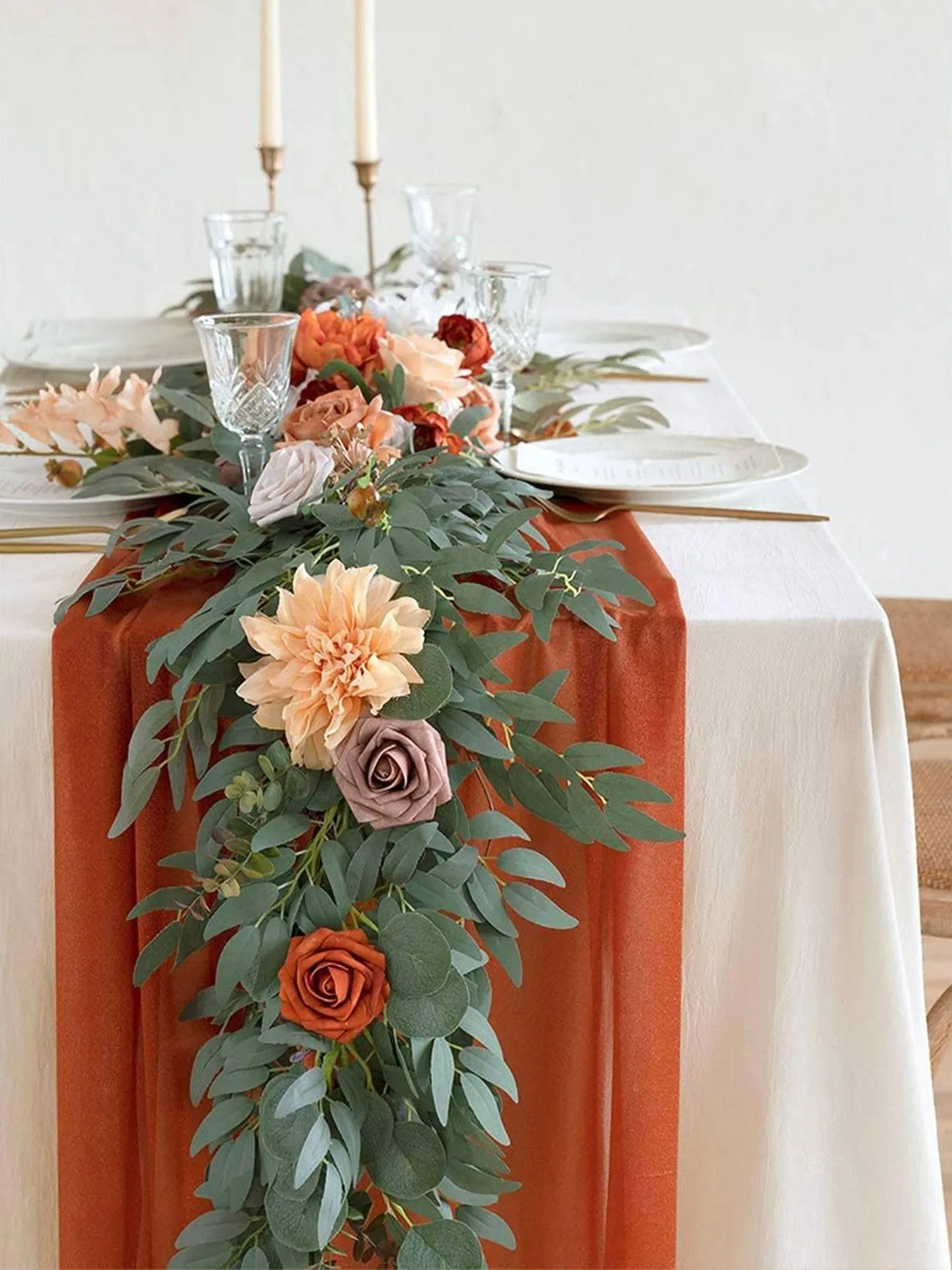 9.8Ft Burnt Orange Sheer Chiffon Table Runner