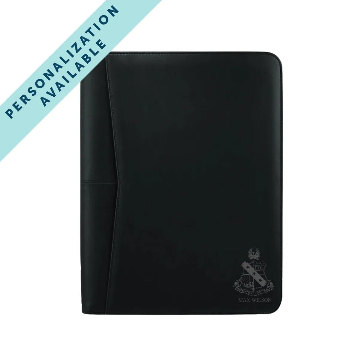 Alpha Sig Zippered Crest Padfolio