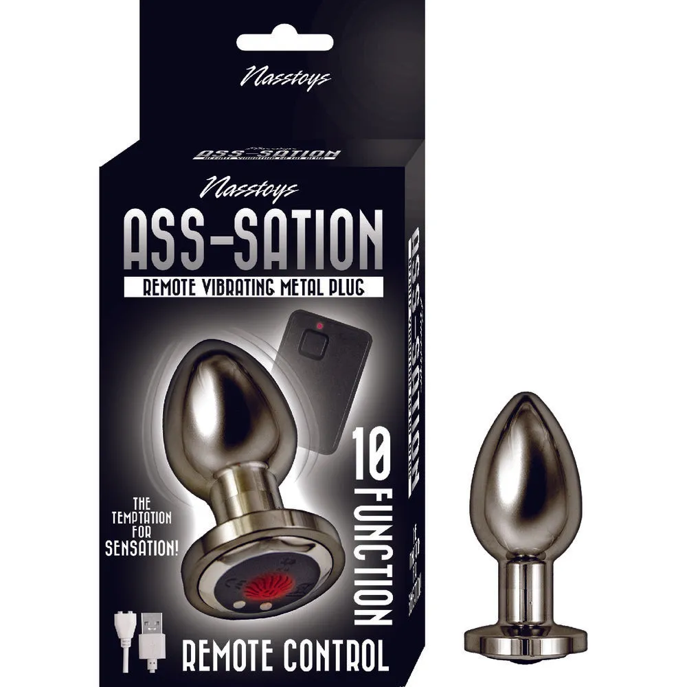 Ass-Sation Remote Vibrating Metal Butt Plug Black