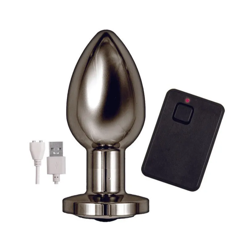 Ass-Sation Remote Vibrating Metal Butt Plug Black