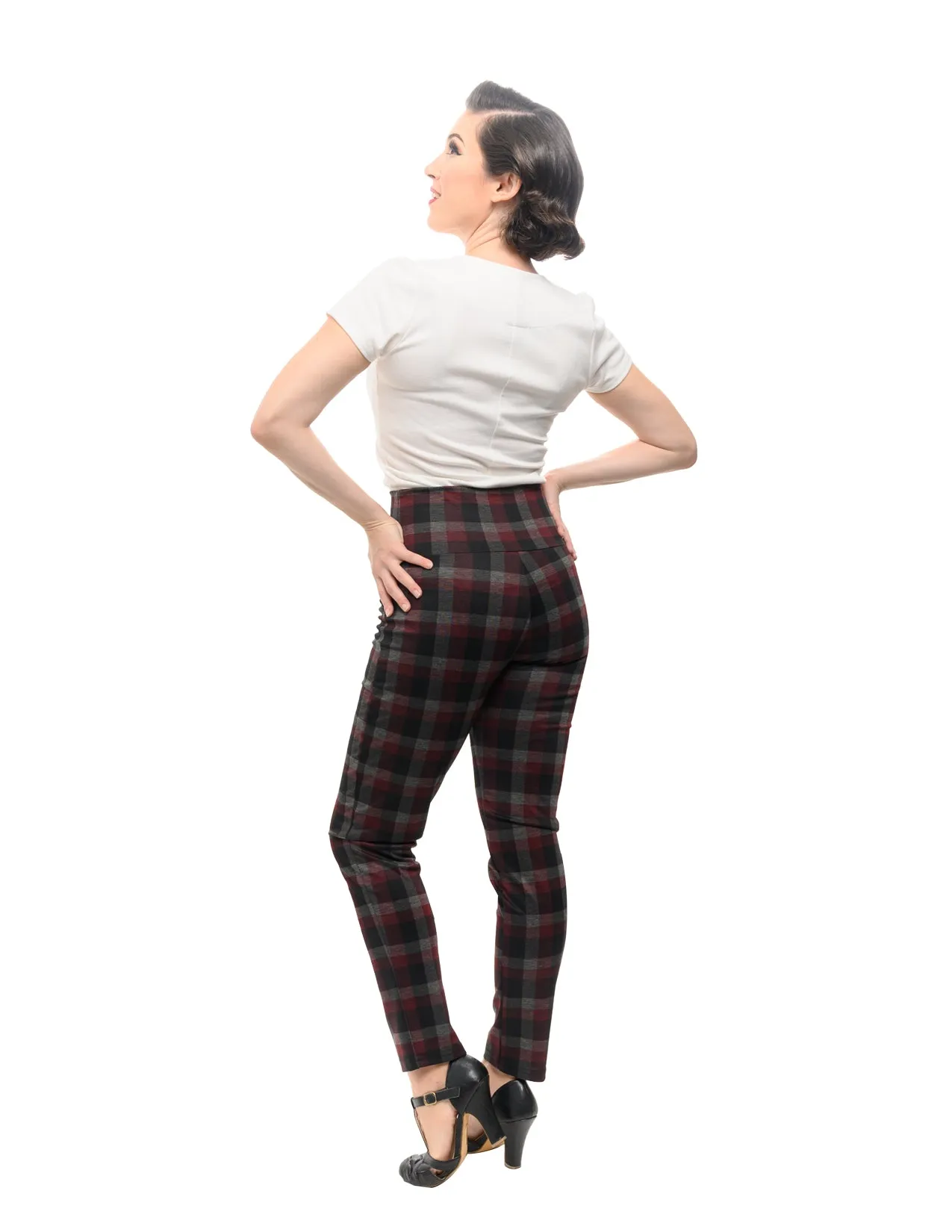 Back in Plaid Audrey Leggings in Burgundy