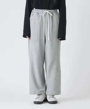 Basic line _ Cropped wide pants - HEATHER GRAY