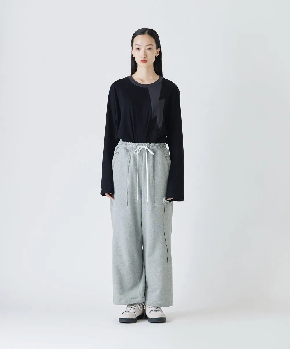 Basic line _ Cropped wide pants - HEATHER GRAY