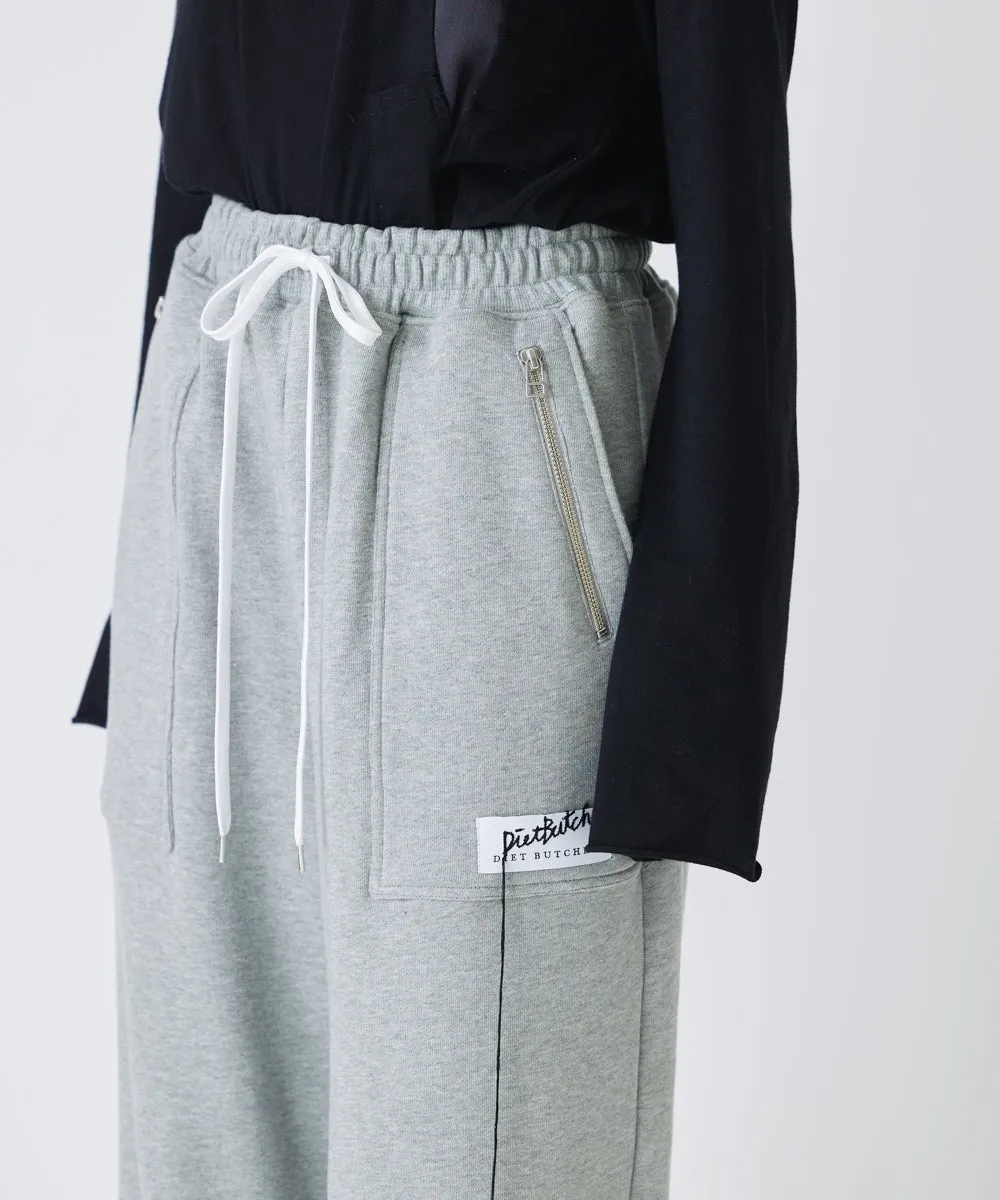 Basic line _ Cropped wide pants - HEATHER GRAY