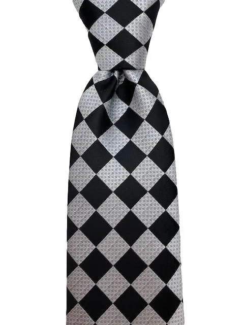 Black and Silver Diamond Tie