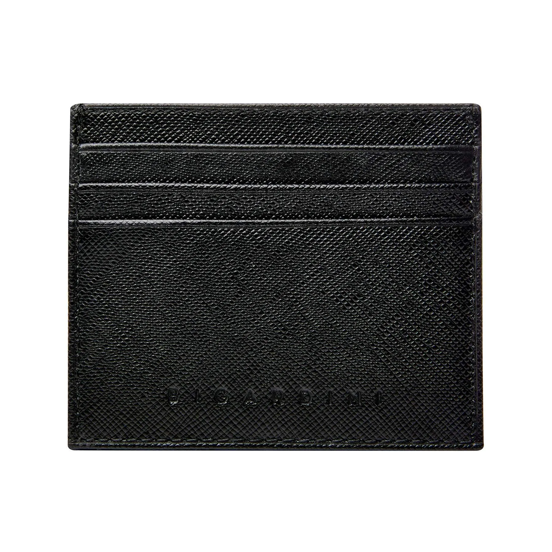 Black Unisex Saffiano Leather Slim Card Wallet