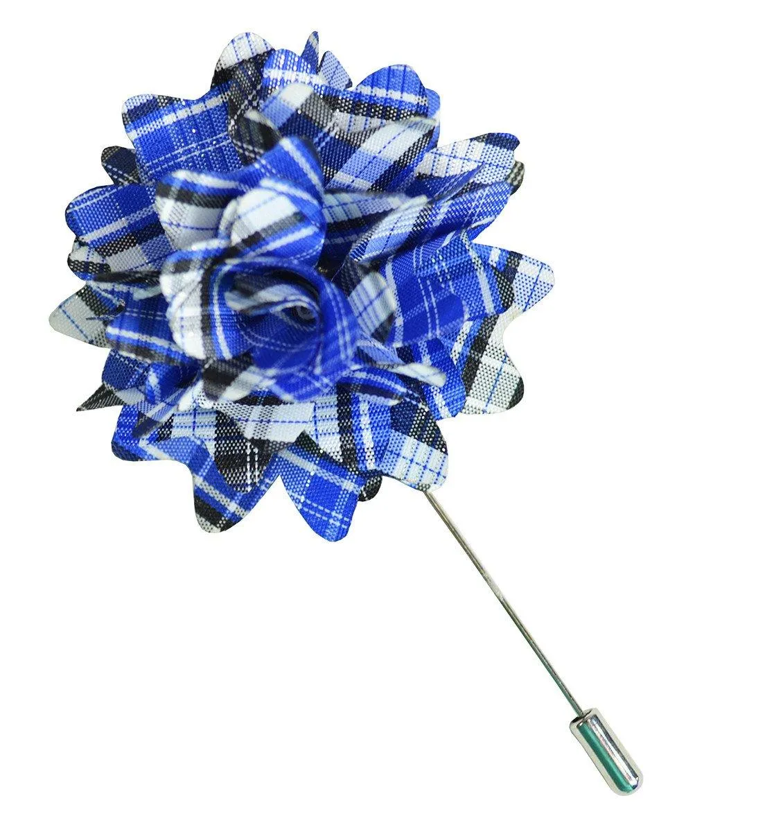 Blue Plaid Lapel Flower