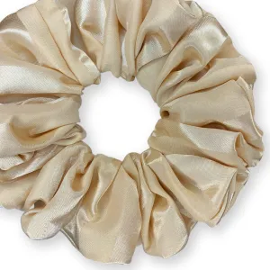 Bridal Satin Scrunchies King Size XXL Oversized Ponytail Holder Made in the USA Champagne Stripe