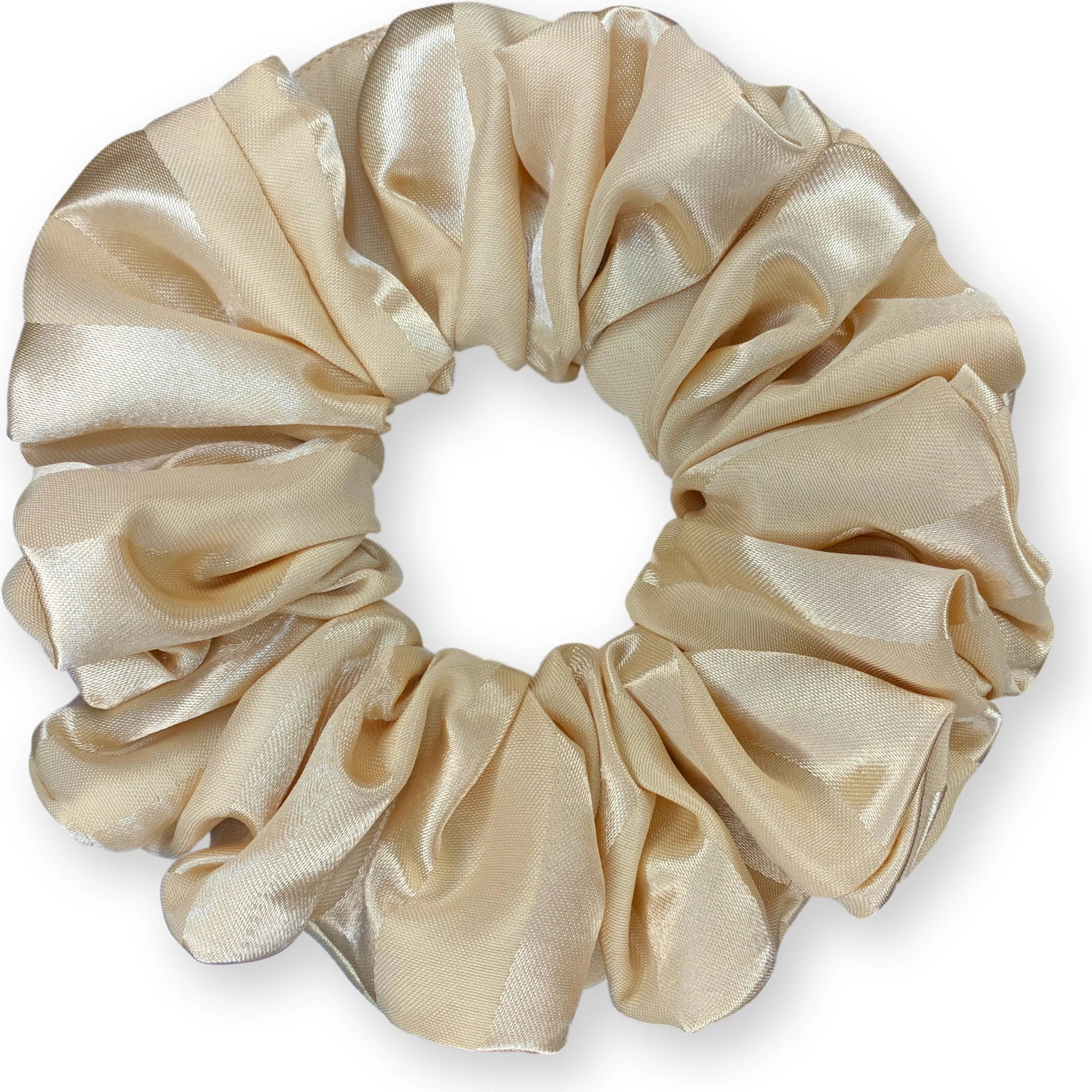 Bridal Satin Scrunchies King Size XXL Oversized Ponytail Holder Made in the USA Champagne Stripe