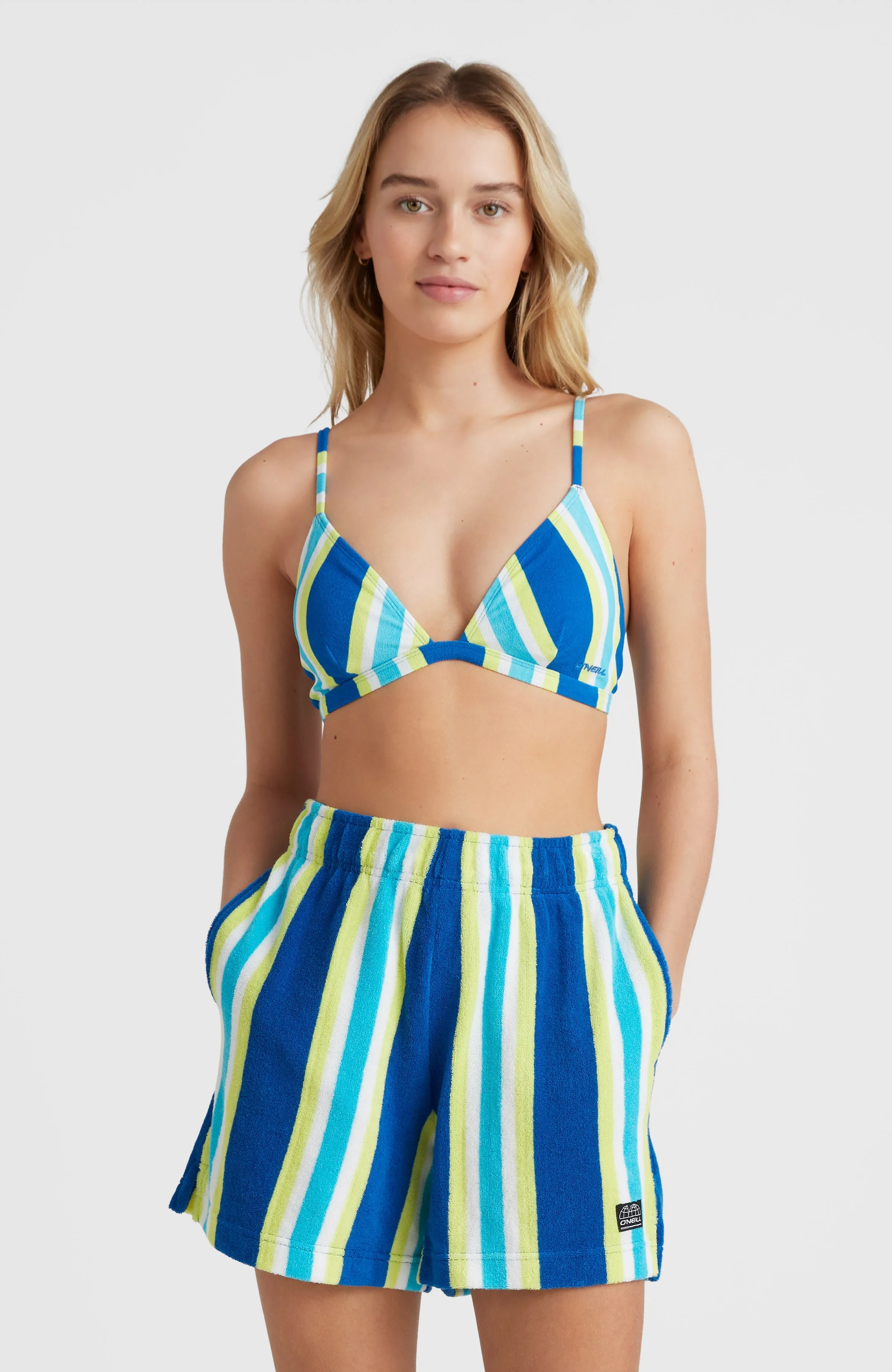 Brights Terry High-Waist Sweatshorts | Blue Towel Stripe