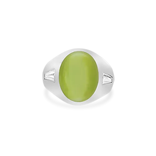 Cat's Eye Chrysoberyl & Diamond Men's Ring