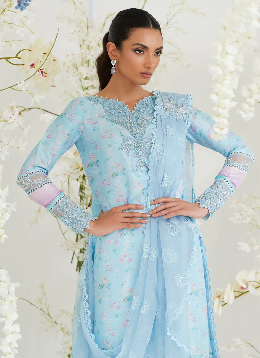 Celia Blue Shirt with Pre Draped Dupatta