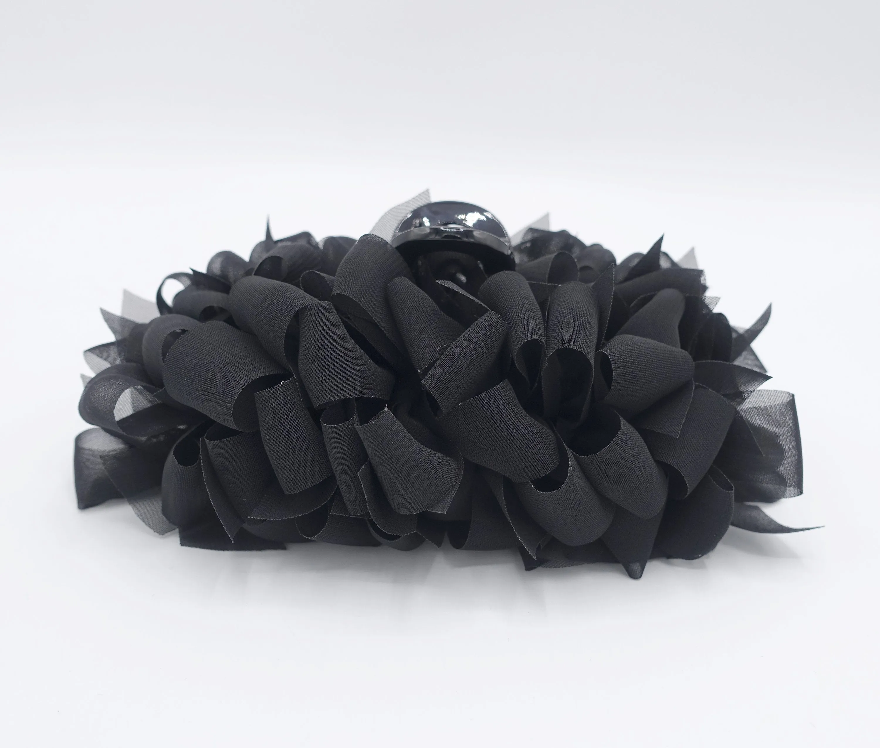 chiffon bow hair claw, bow flower hair claw for women