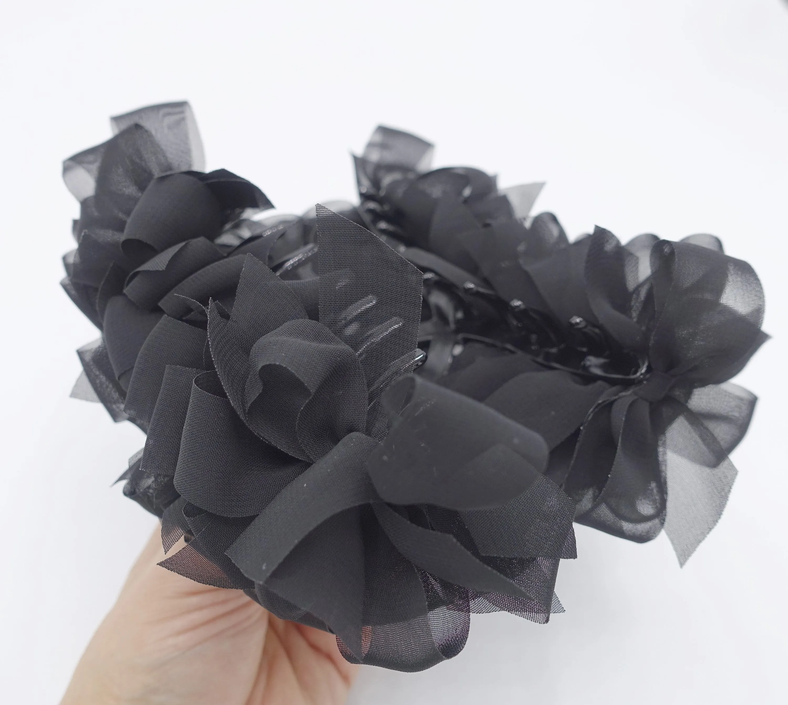 chiffon bow hair claw, bow flower hair claw for women