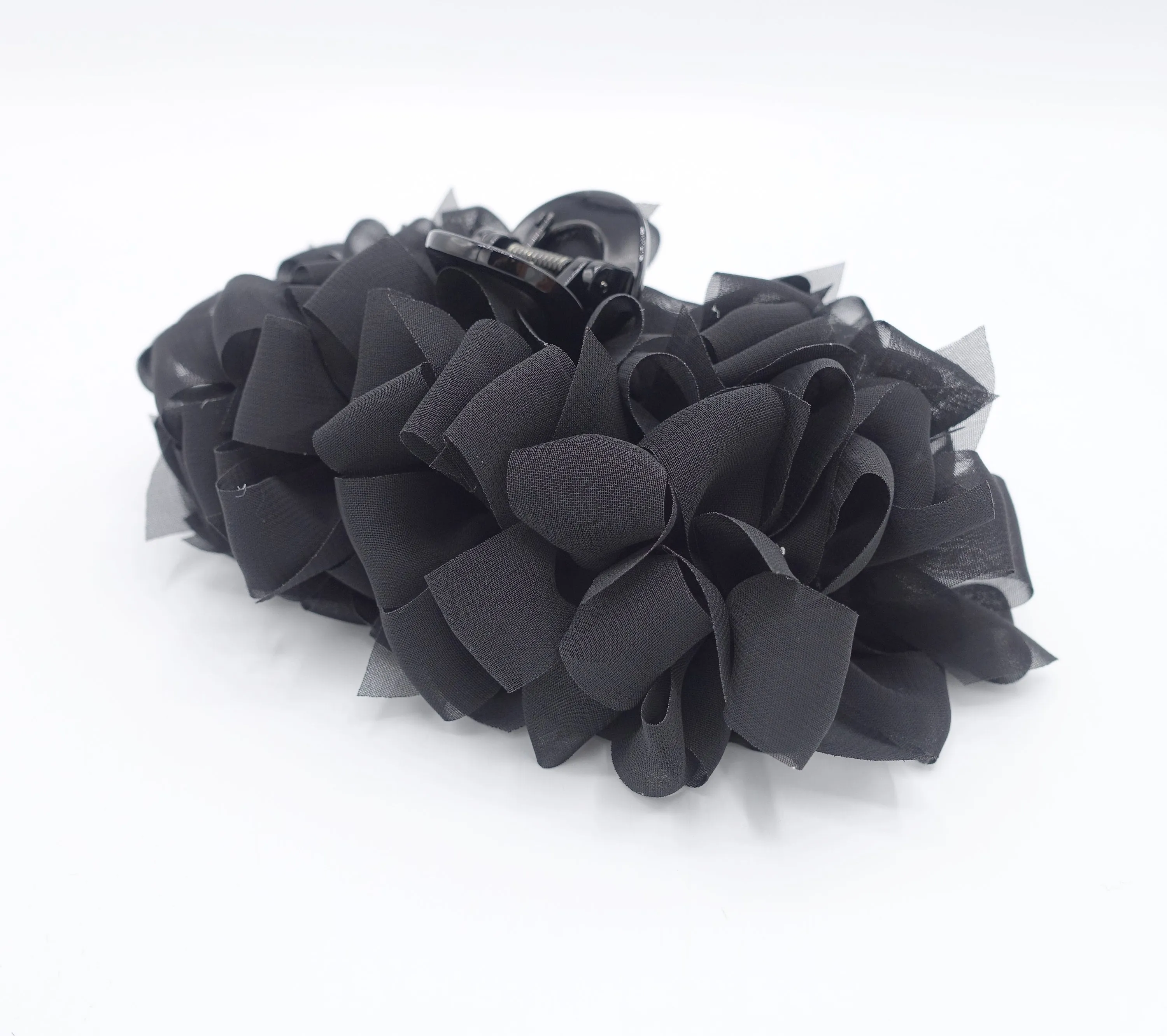 chiffon bow hair claw, bow flower hair claw for women