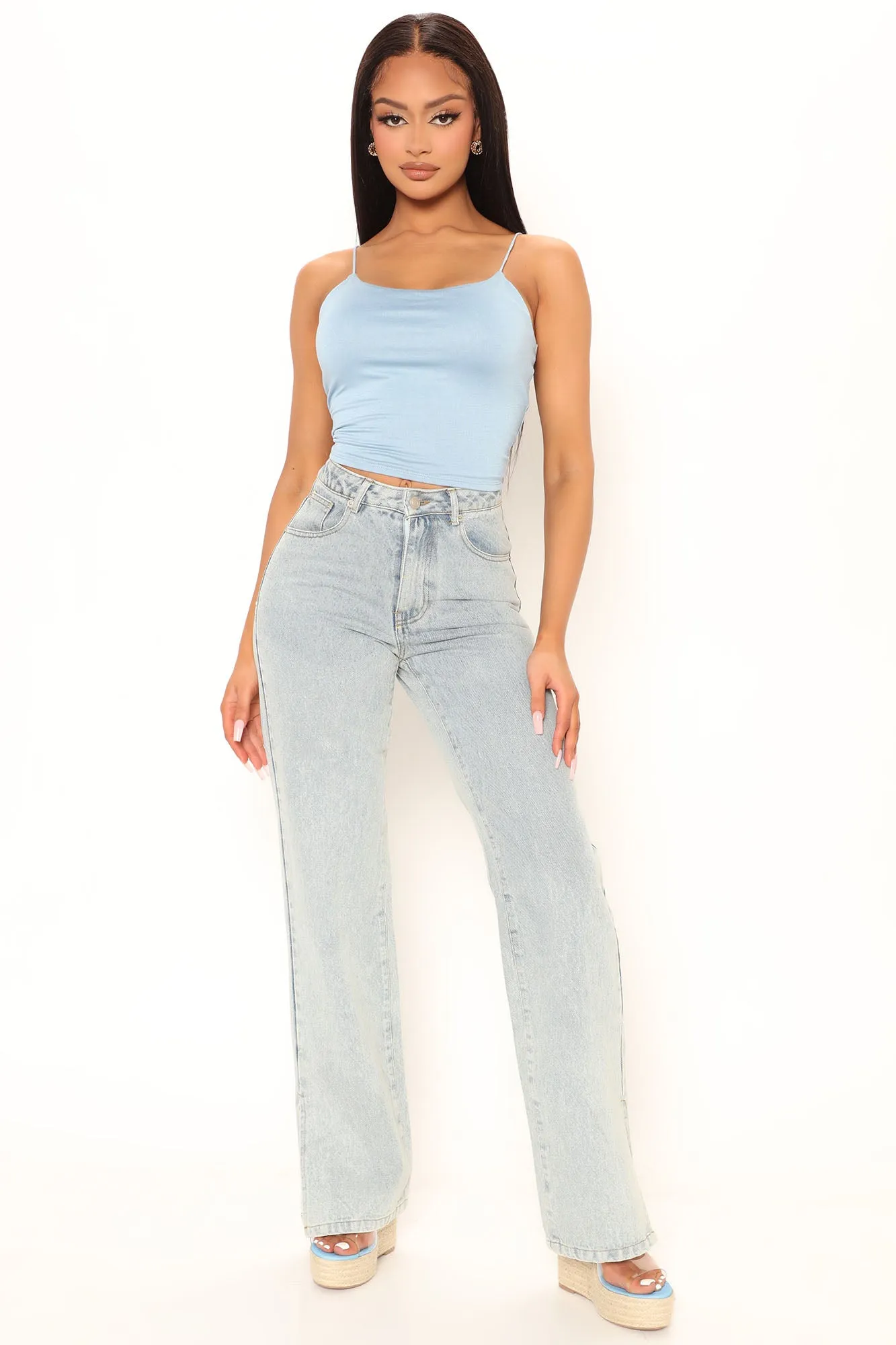 Courtney Crop Cami - Light Blue