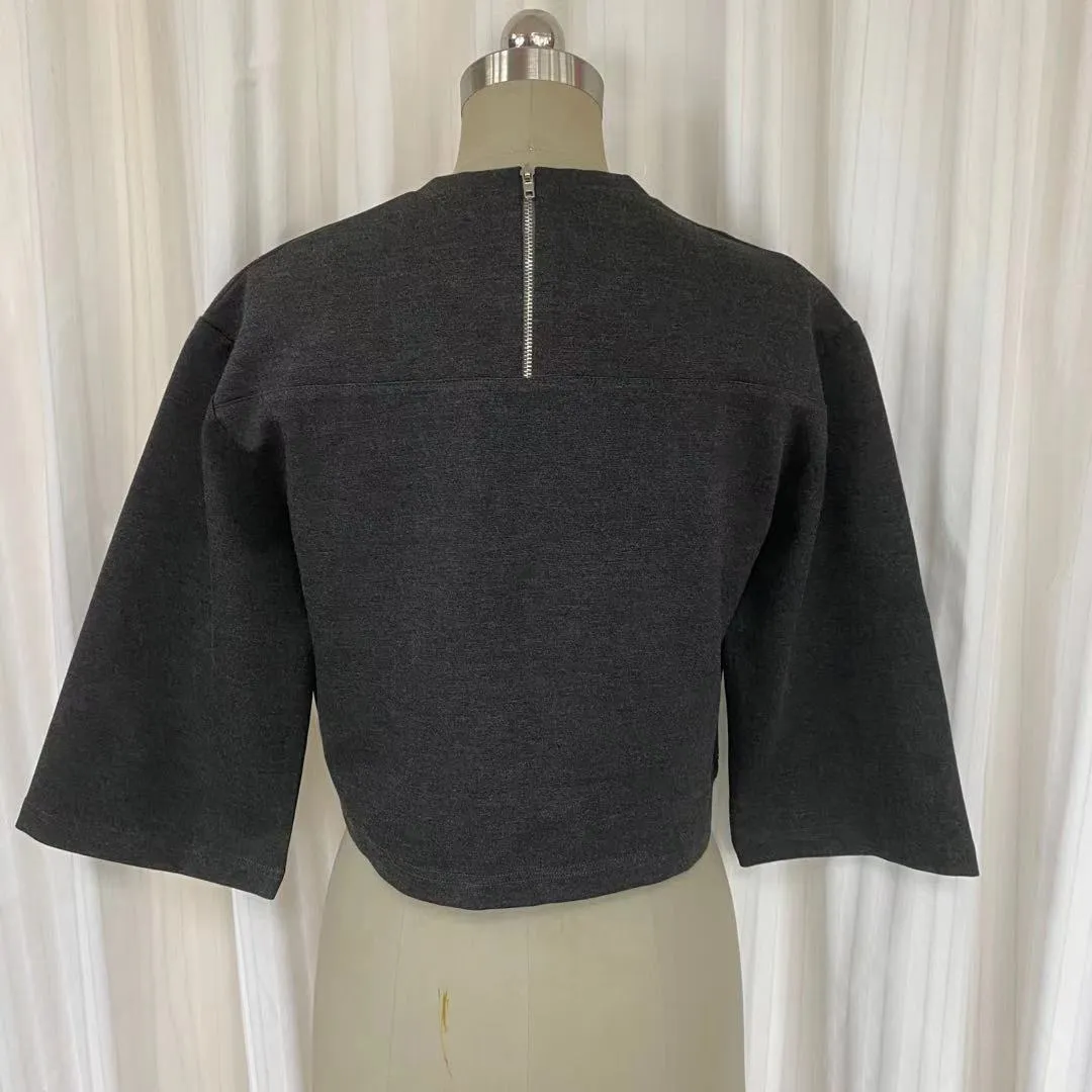 Cropped TOP sweatshirt SW2150M - In dark grey milano