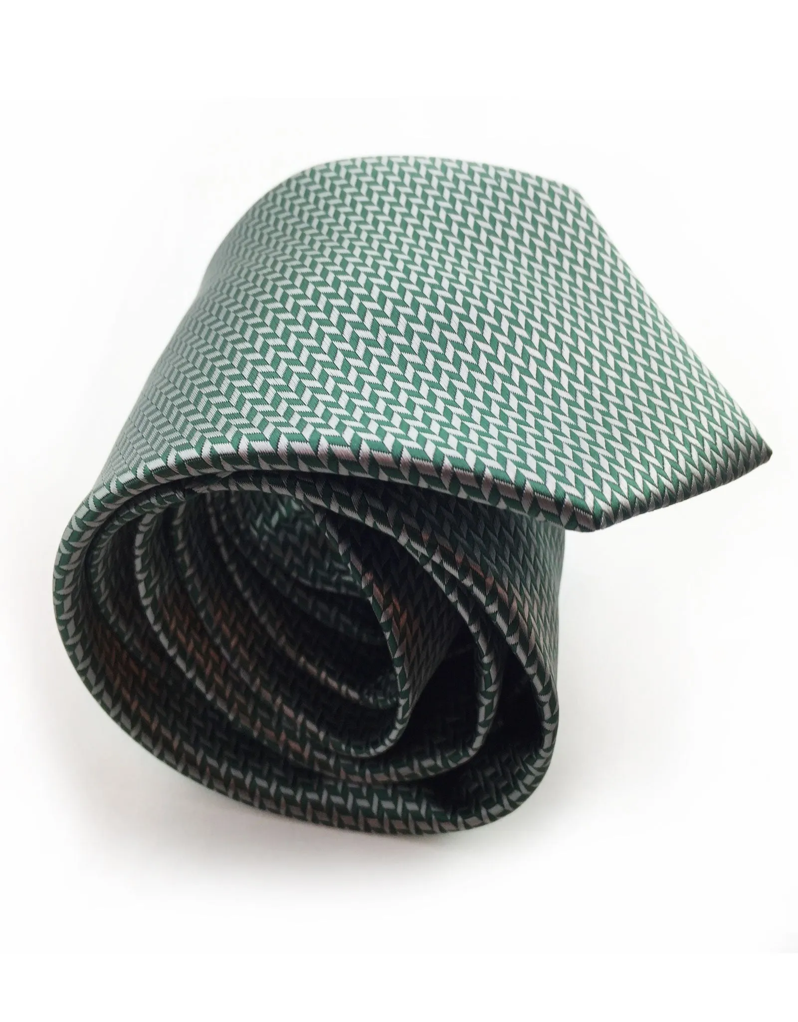 Dark Green & Silver Herringbone Tie