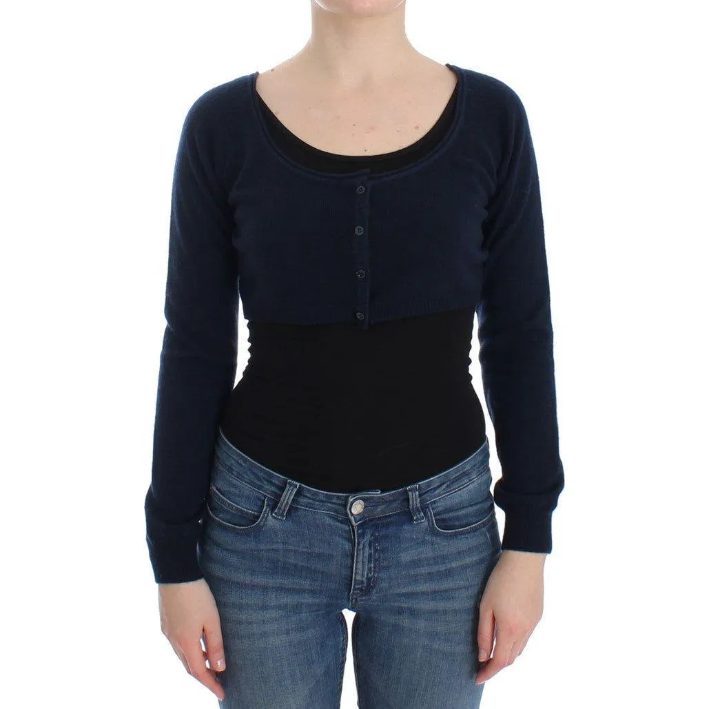 Ermanno Scervino Chic Cashmere-Blend Cropped Sweater in Blue