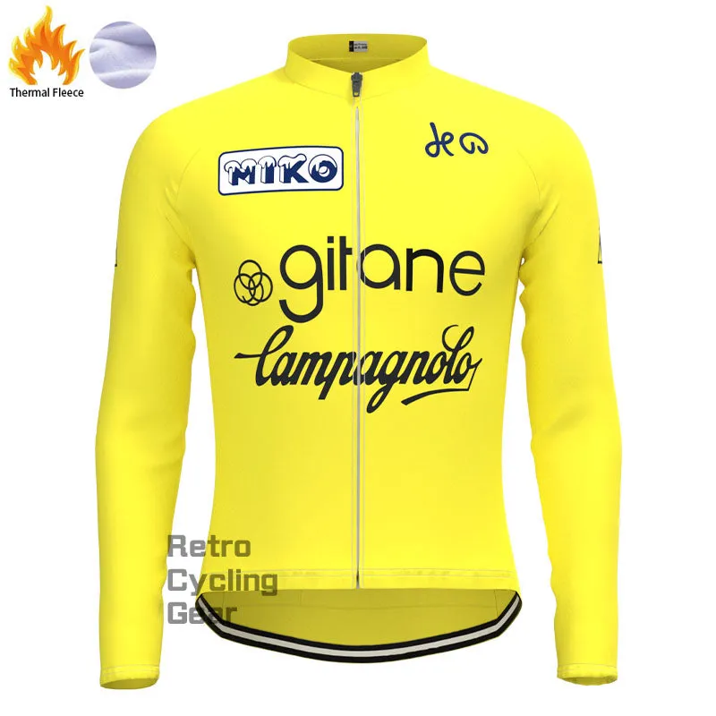 Girane Yellow Fleece Retro Cycling Kits