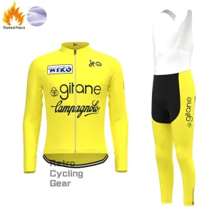 Girane Yellow Fleece Retro Cycling Kits