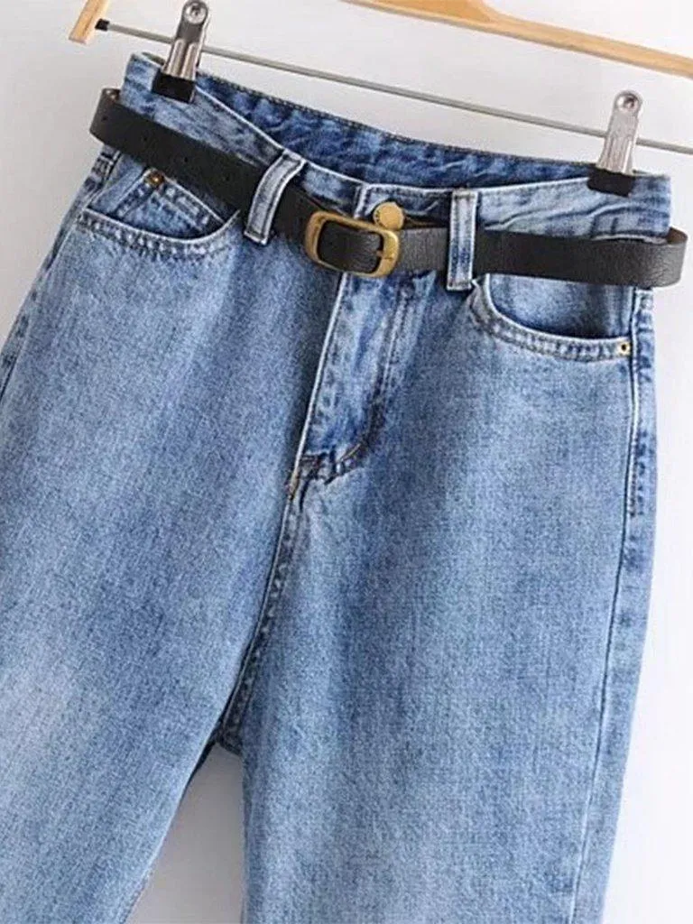 High Waist Jeans With Belt