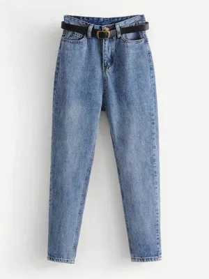 High Waist Jeans With Belt