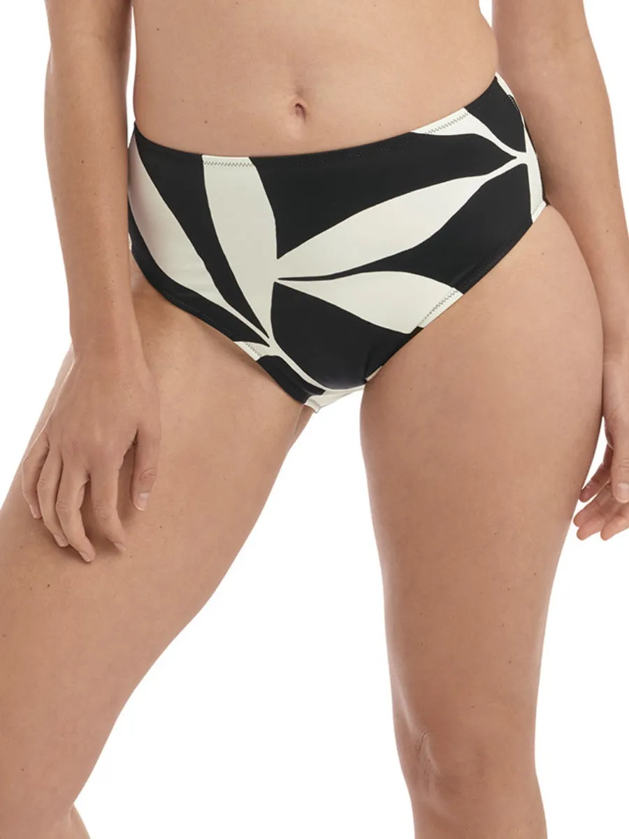 Ile De Re High Waist Bikini Brief - Black & Cream