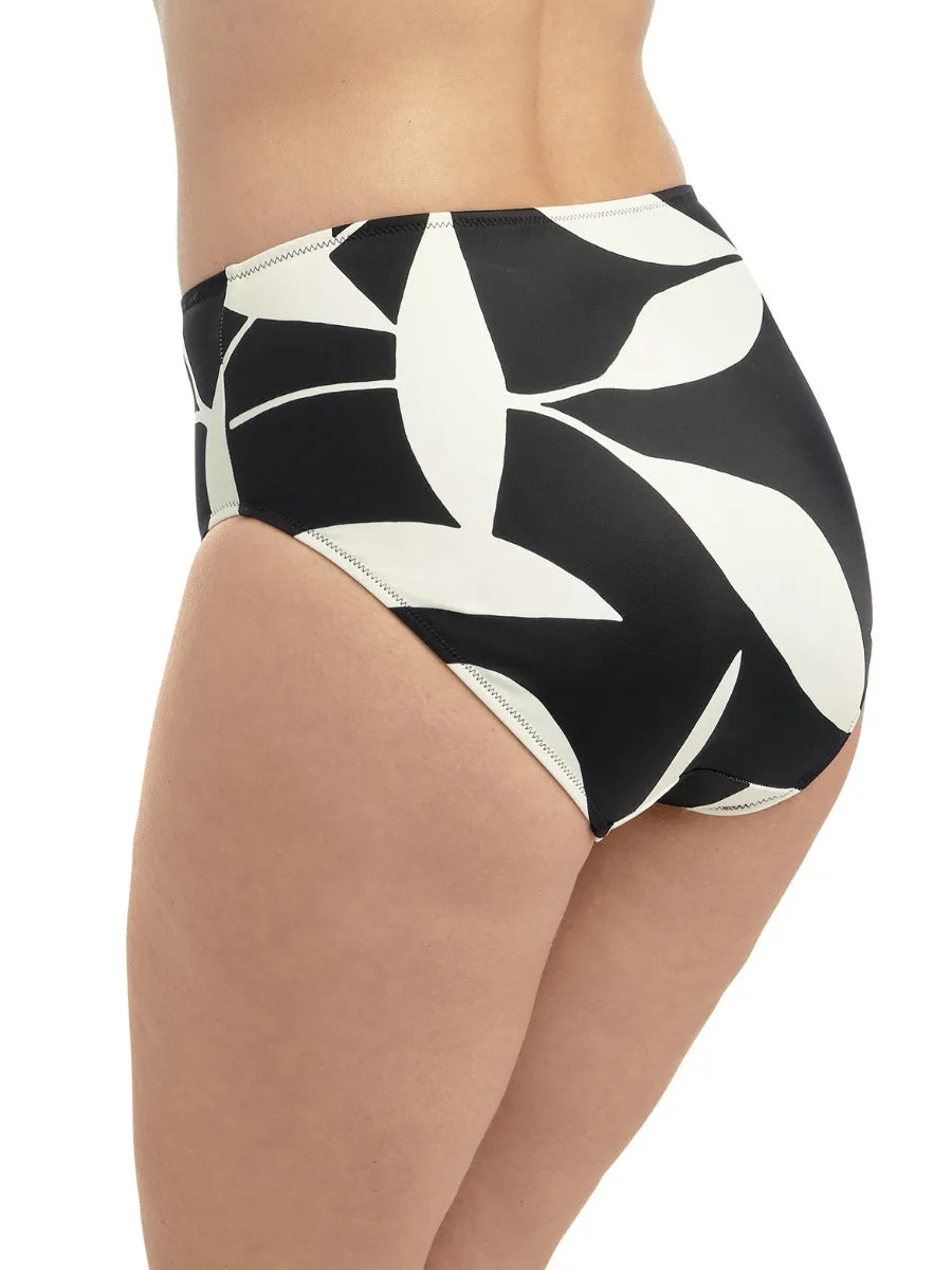 Ile De Re High Waist Bikini Brief - Black & Cream