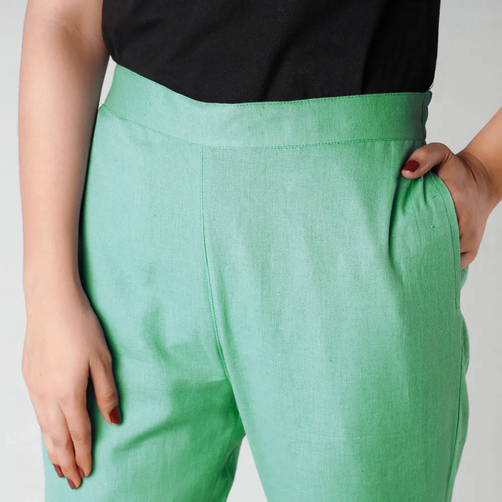 Jungle Green - Flex Cotton Tapered Casual Pant for Women