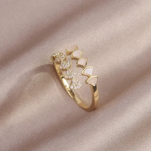 Korea New  Fashion Jewelry Exquisite 14K Real Gold Plated AAA Zircon Ring Elegant Women's Opening Adjustable Wedding Gift