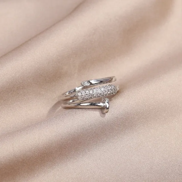 Korea New  Fashion Jewelry Exquisite 14K Real Gold Plated AAA Zircon Ring Elegant Women's Opening Adjustable Wedding Gift