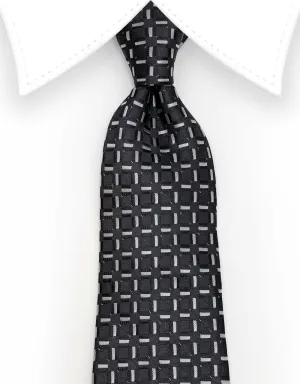 Men's Black Tie with Squares