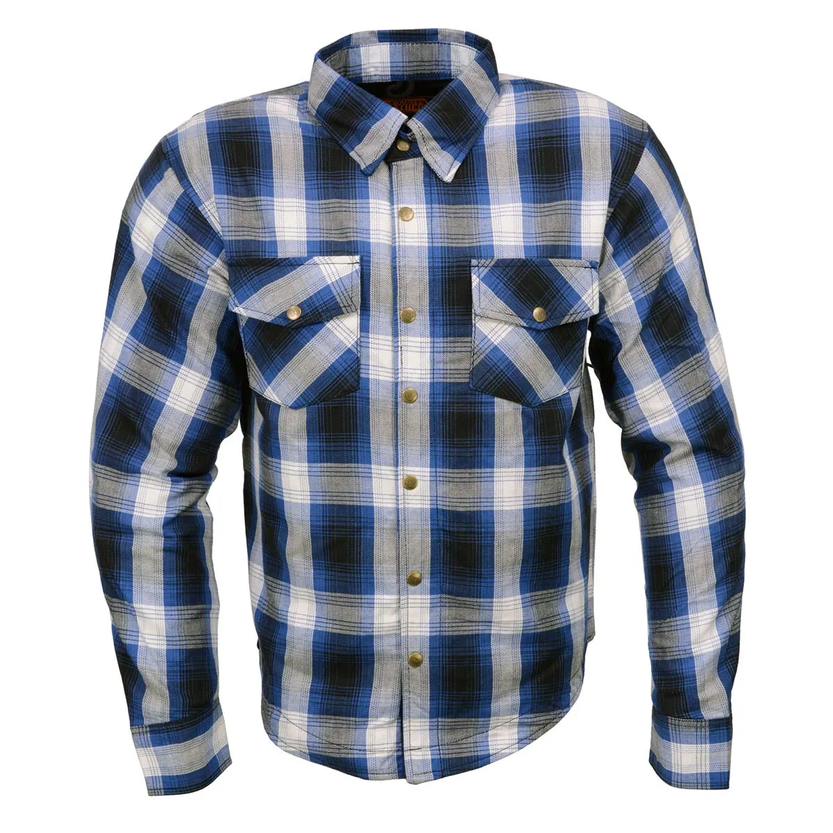 Milwaukee Leather MPM1650 Men's Plaid Flannel Biker Shirt with CE Approved Armor - Reinforced w/ Aramid Fiber