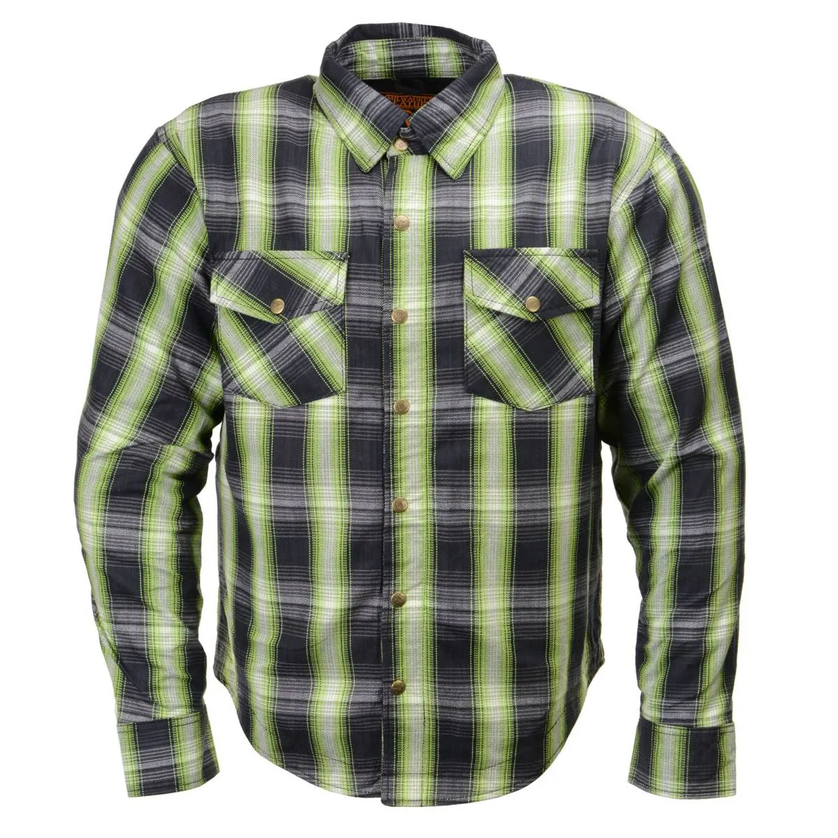 Milwaukee Leather MPM1658 Men's Plaid Flannel Biker Shirt with CE