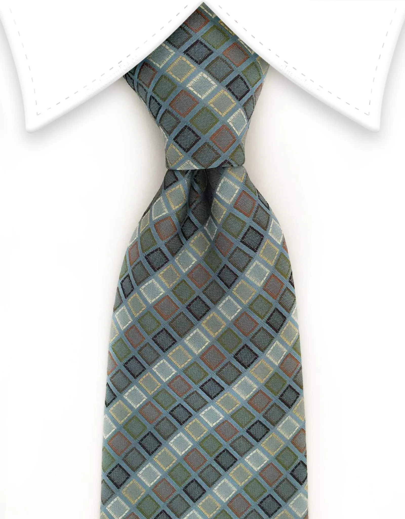 Mixed Steel Blue Geometric Tie