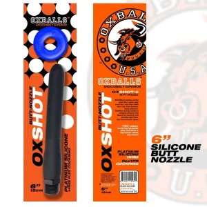 Oxballs Oxshot Butt Nozzle Shower Hose 6 Inch With Atomic Jock Cock Ring Blue