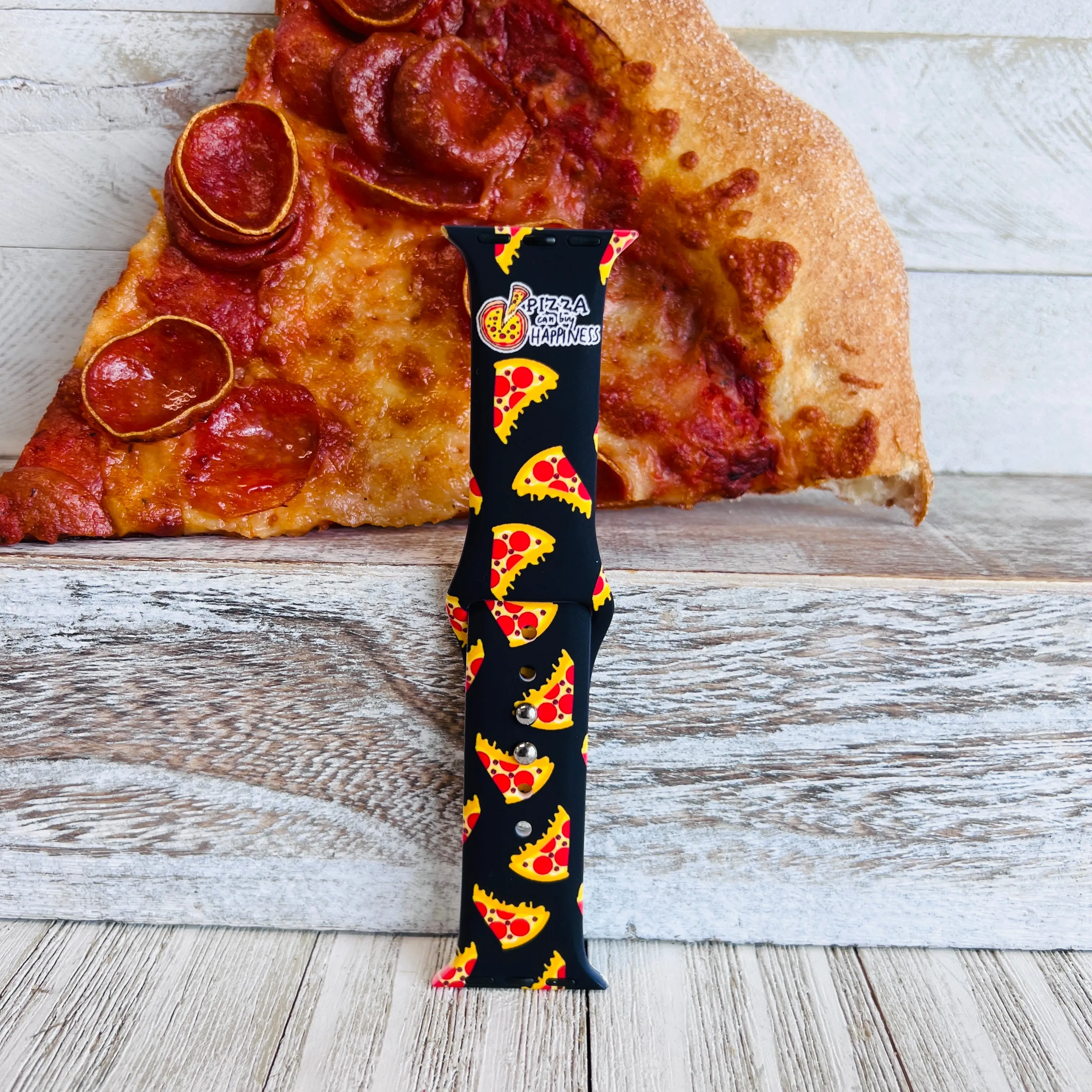 Pizza Buy's Happiness Print Silicone Band For Apple Watch