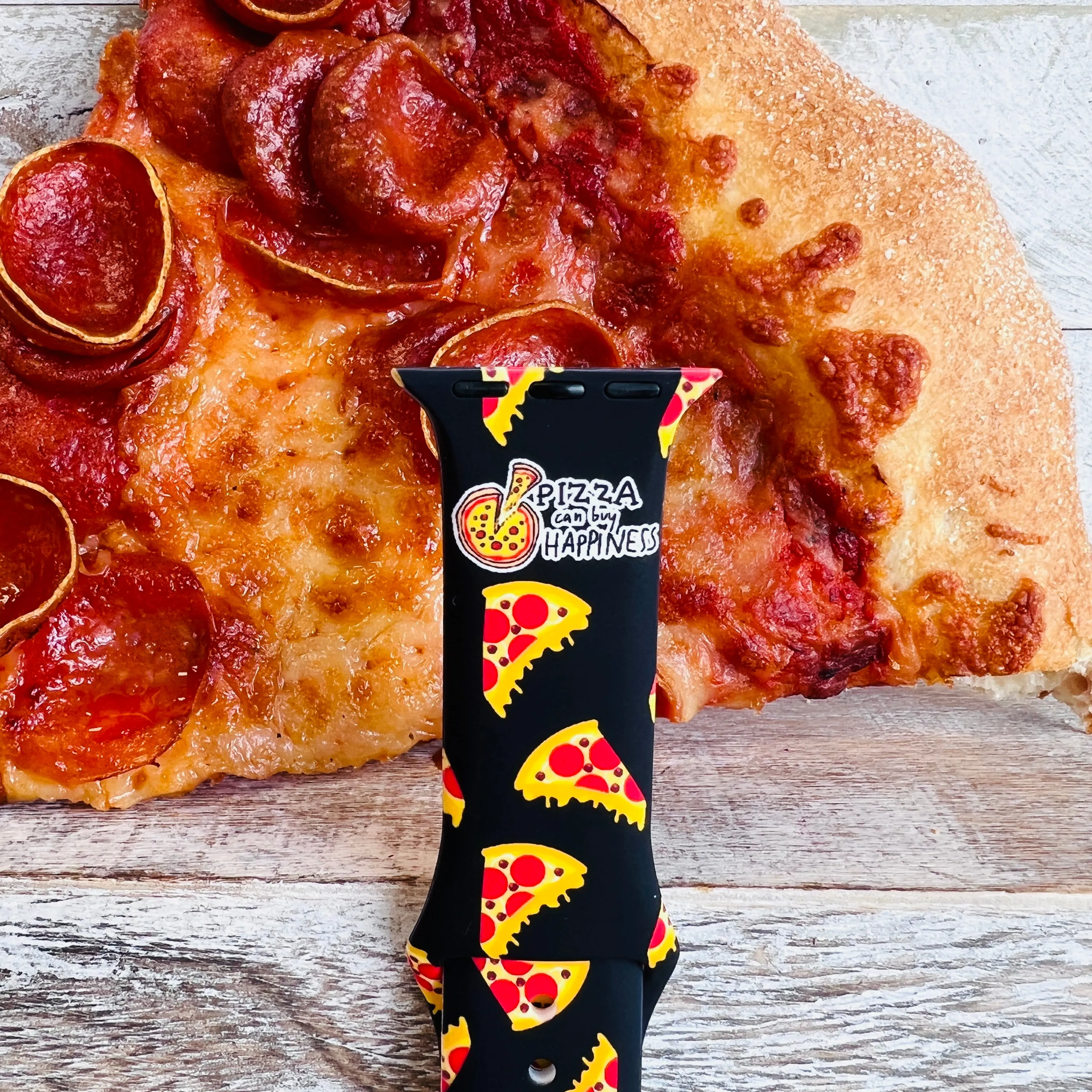 Pizza Buy's Happiness Print Silicone Band For Apple Watch