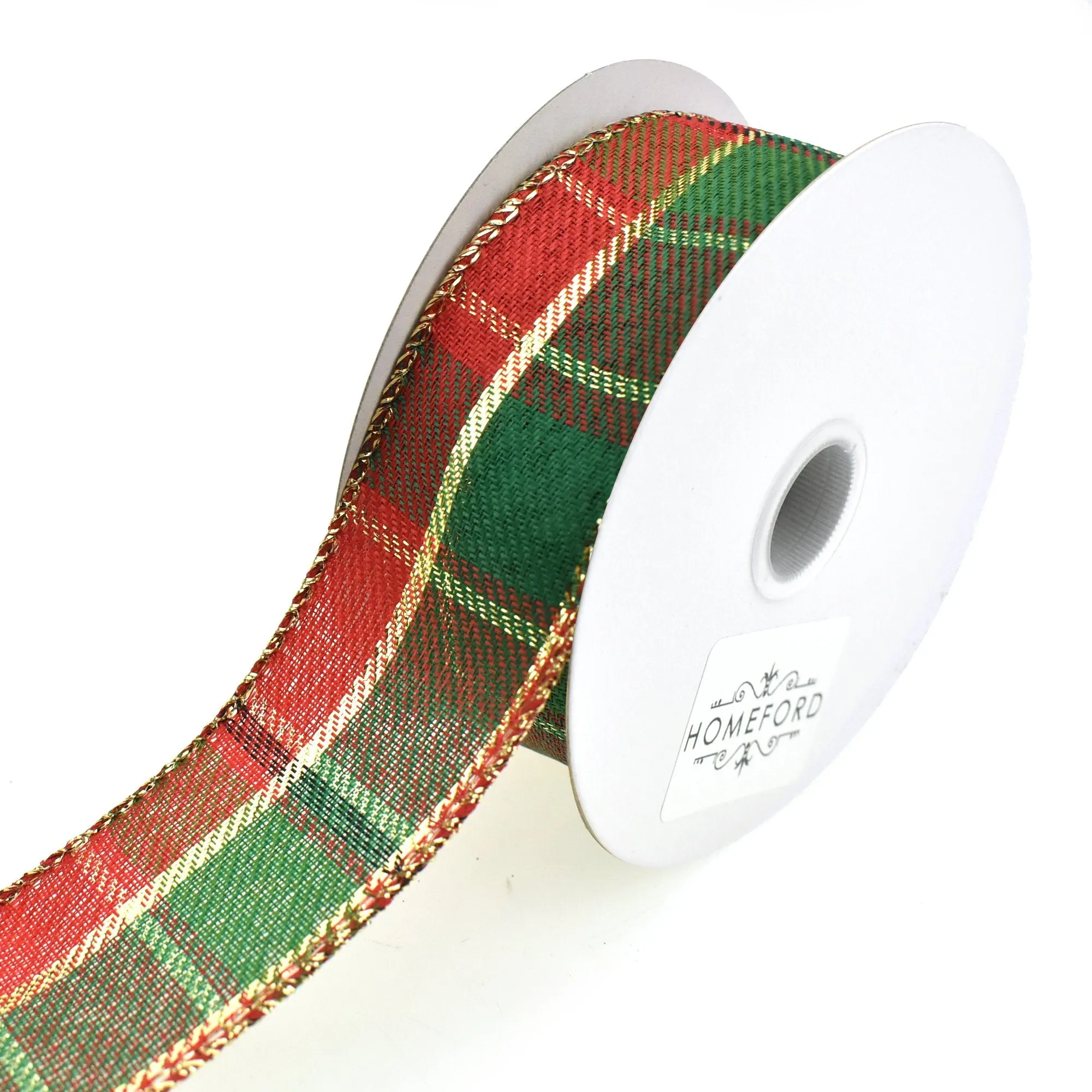 Plaid Greta Wired Edge Christmas Ribbon, 1-1/2-Inch, 10-Yard