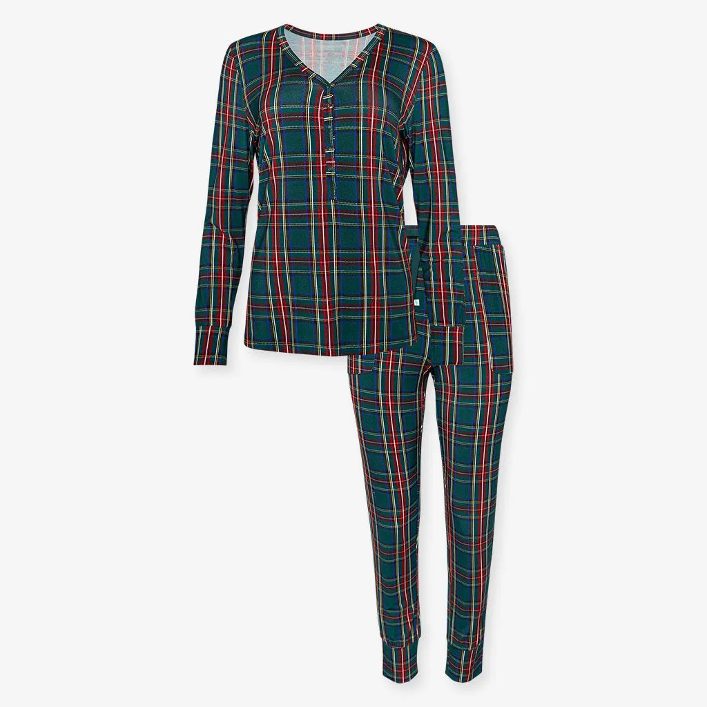 Posh Peanut Tartan Plaid Women Long Sleeve Pajama Set