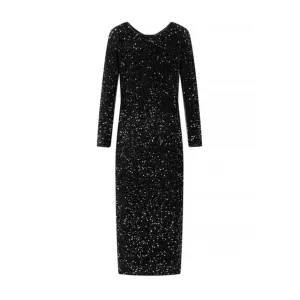 Pre Order:  Black Velvet Sequined Open Back Dress