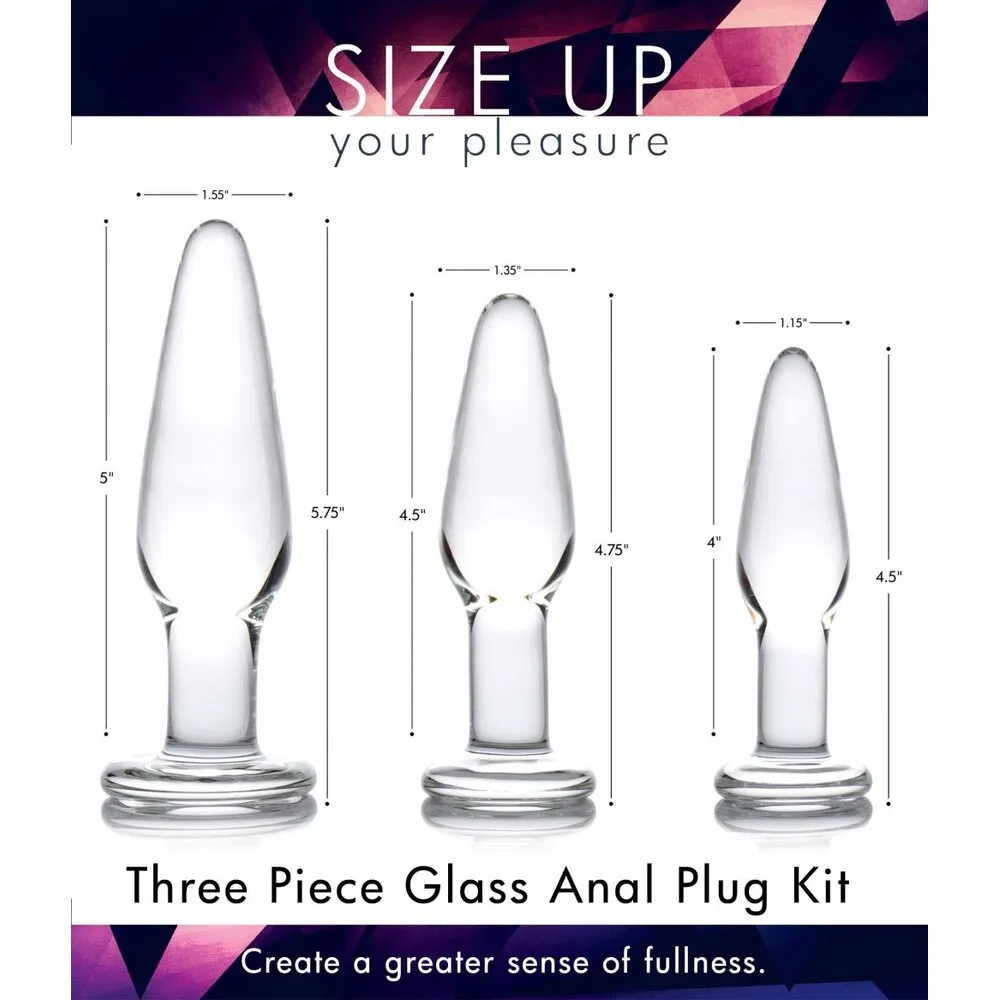 Prism Dosha Glass Anal Plug Kit 3 Pieces