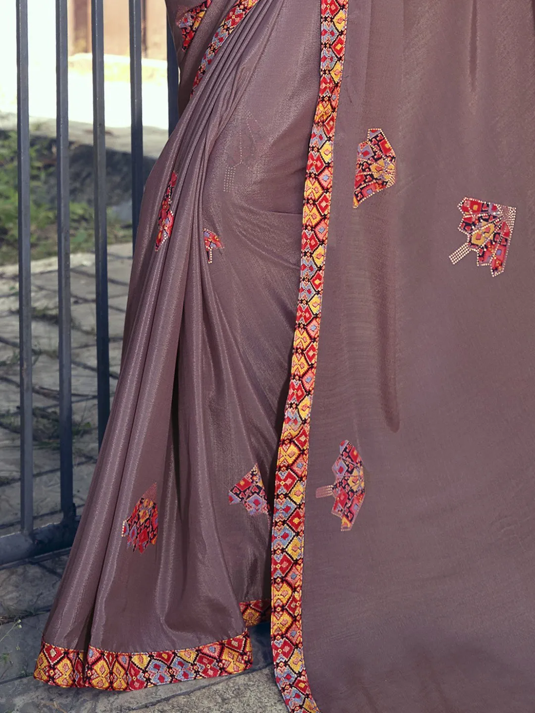 Pure Chiffon Saree With Gold Print and Designer Blouse