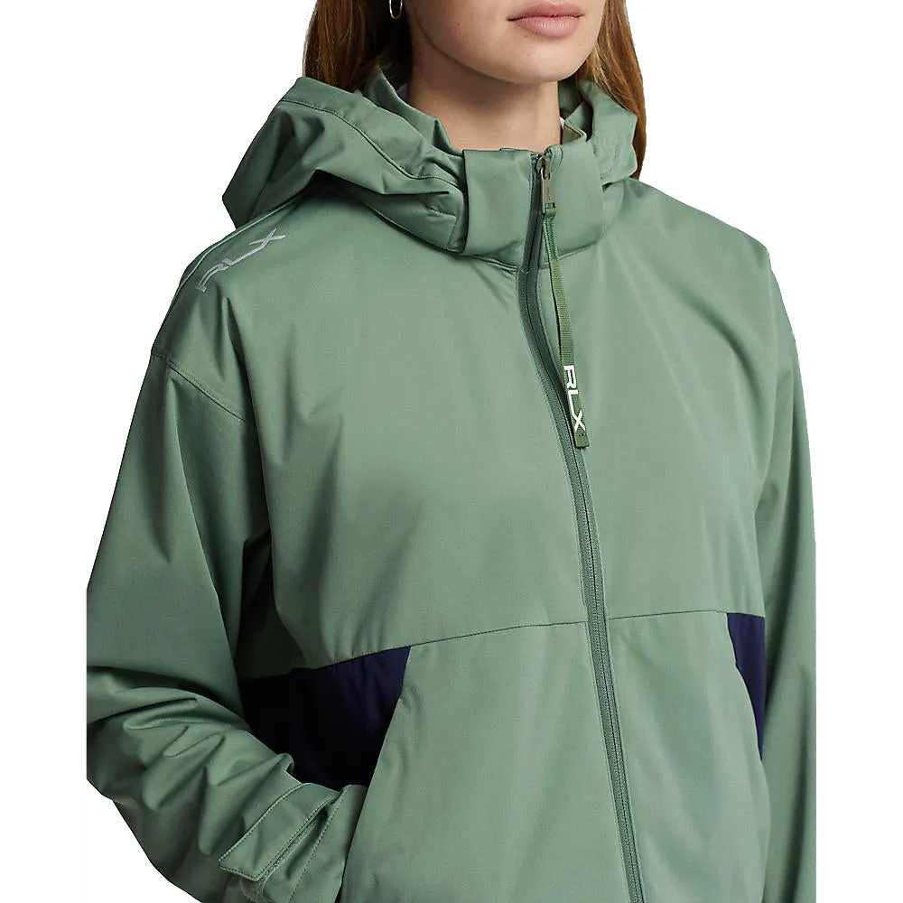 RLX Ralph Lauren Women's Packable Waterproof Hooded Jacket - Fatigue/French Navy