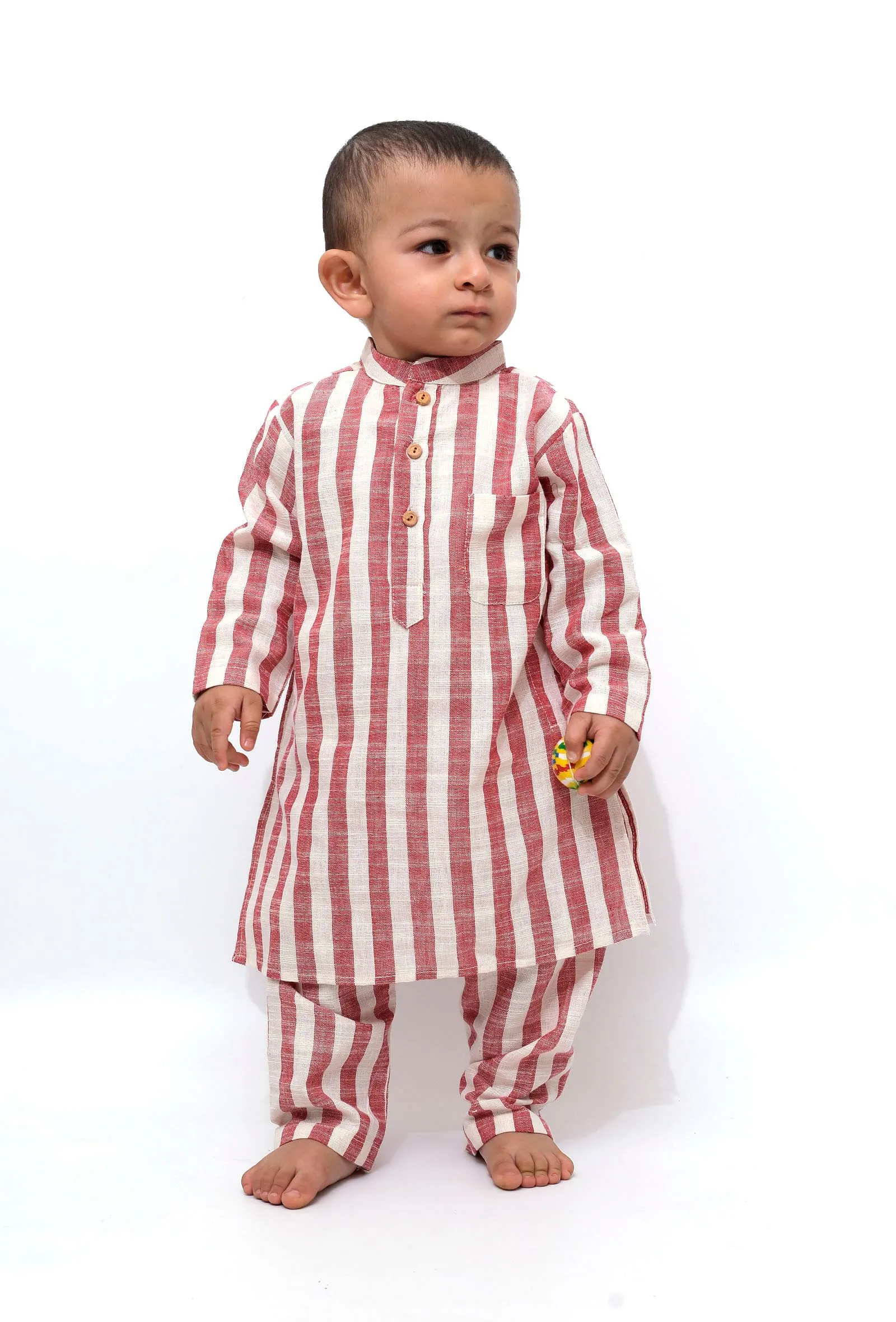 Set of 2 - Goofy Cherry Red Stripe Tunic Kurta Pajama