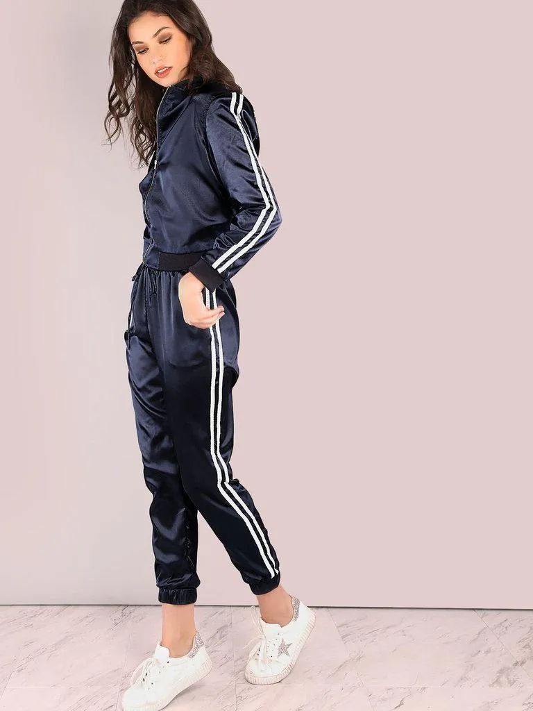 Side Striped Satin Trainer Joggers