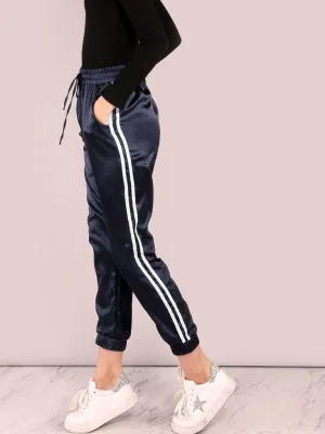 Side Striped Satin Trainer Joggers