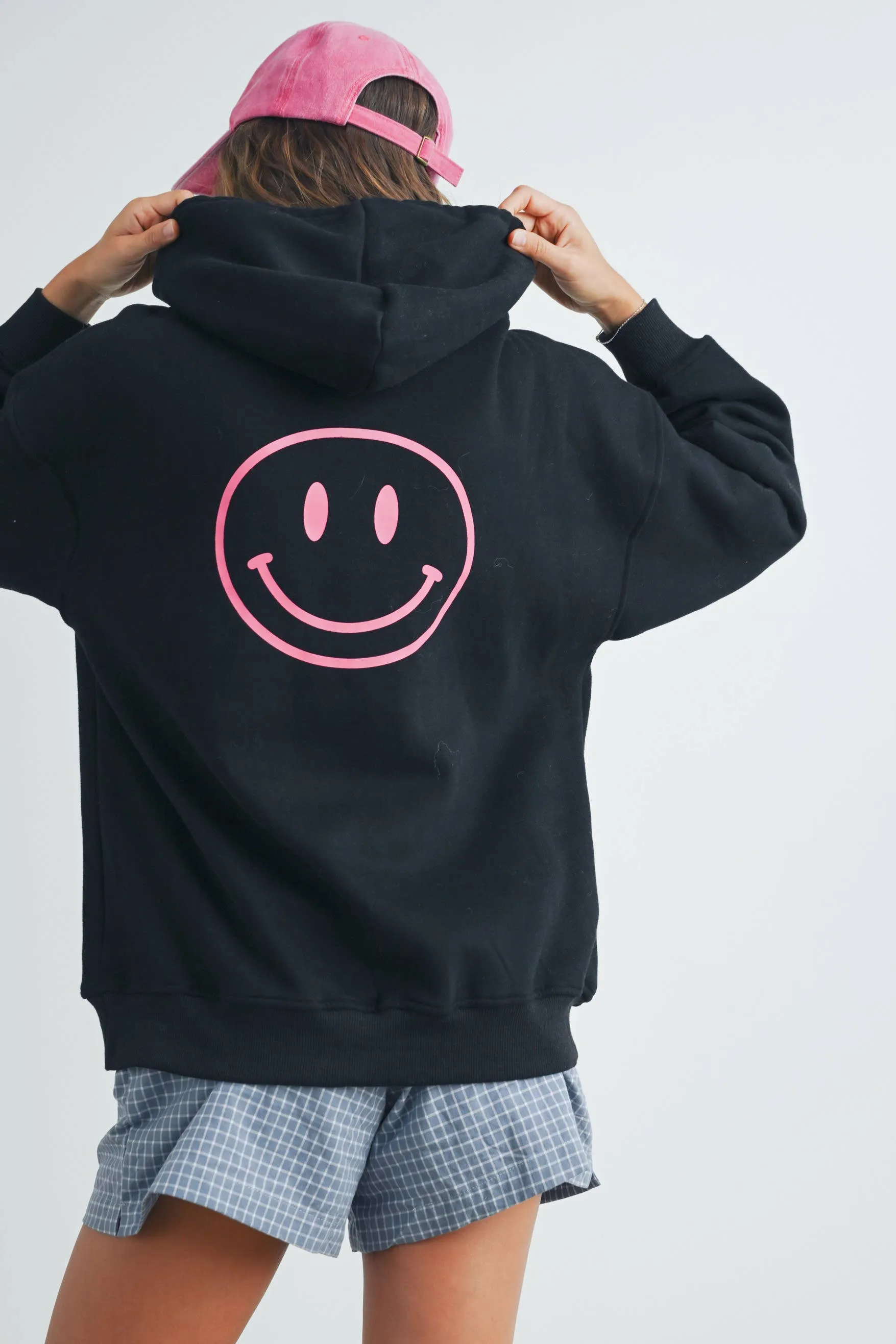 Smile Printed Drawstring Hoodie